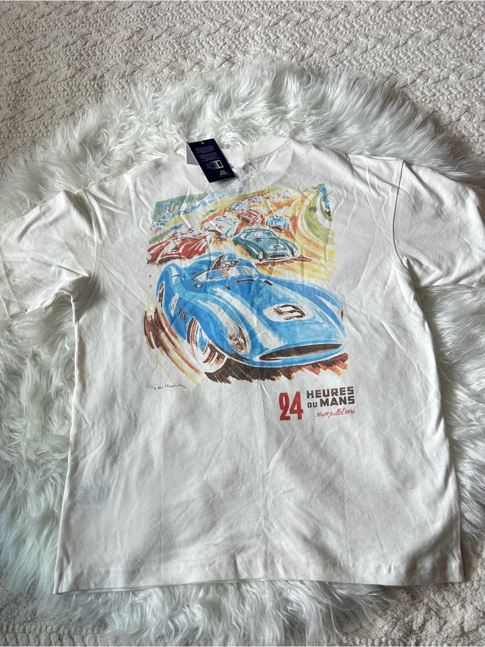 White '24 Heures du Mans' Racing Graphic Tee